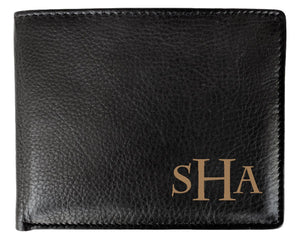 FOR DAD & GRANDPA Monogram Engraved Custom Black Wallet Birthday Gift for Men Women Wedding Party Thank You Gifts RFID Block Wallets Groomsmen Initials Favors