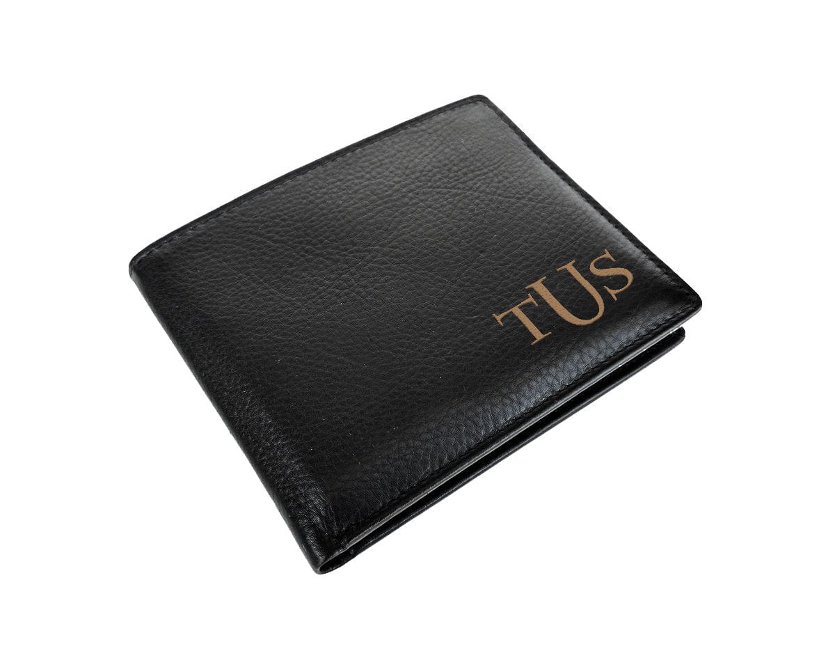 FOR DAD & GRANDPA Monogram Engraved Custom Black Wallet Birthday Gift for Men Women Wedding Party Thank You Gifts RFID Block Wallets Groomsmen Initials Favors