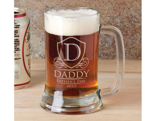 FOR DAD & GRANDPA Monogram Fathers Day Gift for DAD 16 Oz Engraved Mason Jar Mug Personalized Drinking Glass Gift for Father Grandpa Birthdates from kids