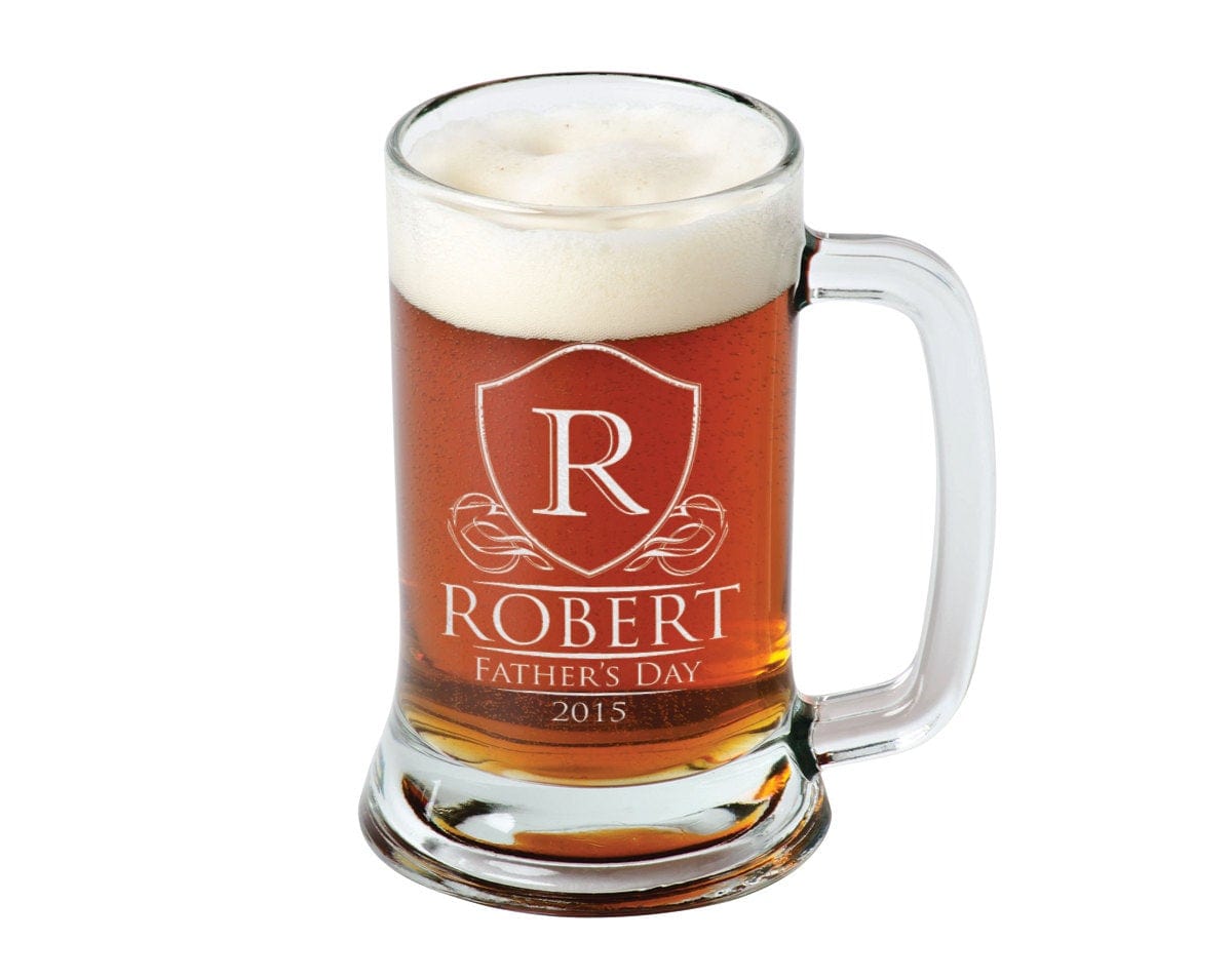 FOR DAD & GRANDPA Monogram Fathers Day Gift for DAD 16 Oz Engraved Mason Jar Mug Personalized Drinking Glass Gift for Father Grandpa Birthdates from kids