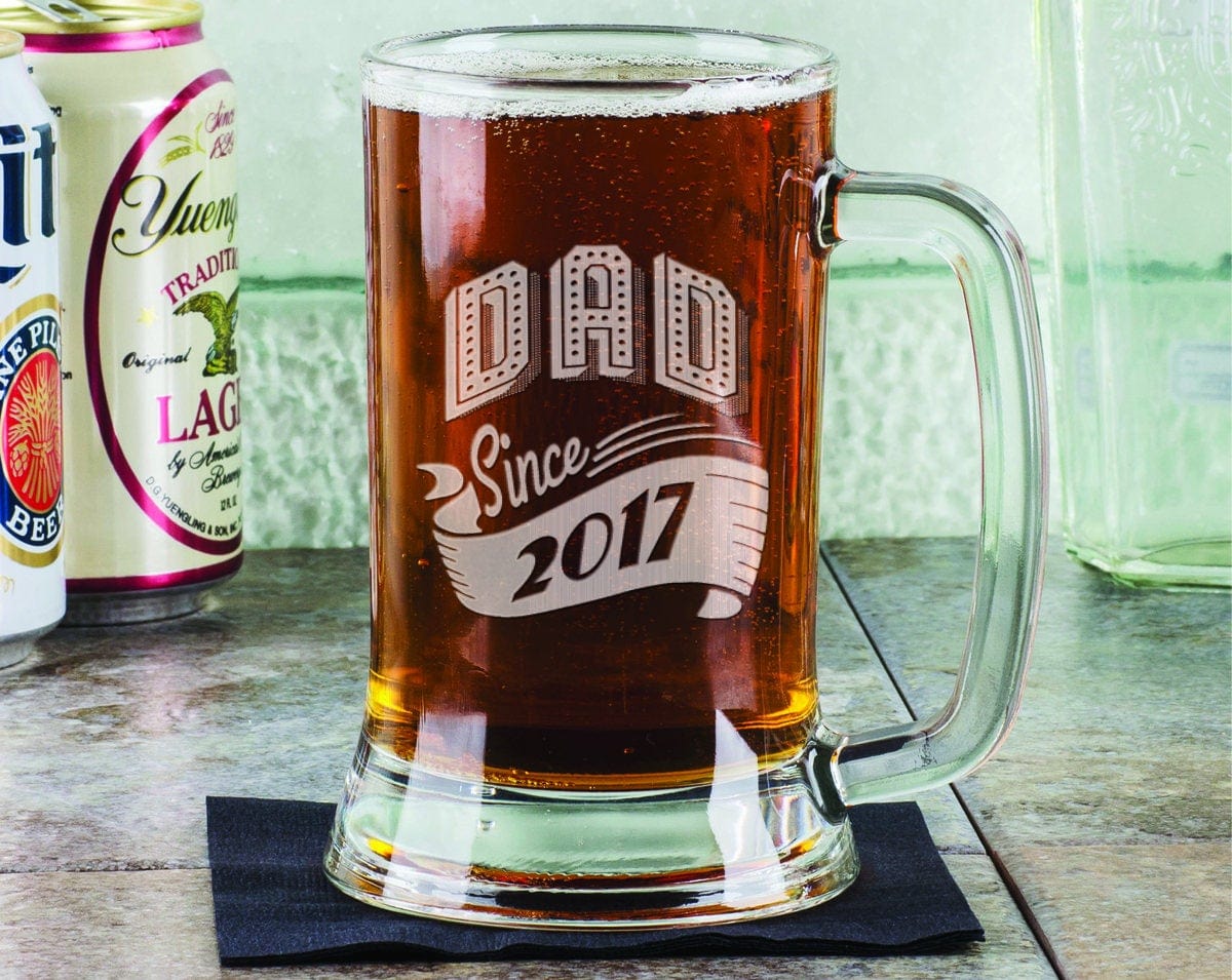 FOR DAD & GRANDPA New Dad Gift Daddy Since 2020 Beer Mug 16 Oz  Engraved Beer Glass Father's Day Gift Idea Etched from daughter son and wife for Fathers Day