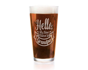 FOR DAD & GRANDPA New Dad Grandpa Announcement ONE 16 Oz Pub Glass Personalized Papa, Uncle, Daddy to Be Gift First Birthday Christmas Dad Gift from Baby Wife