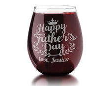 FOR DAD & GRANDPA ONE 21oz Happy Father's Day Personalized Wine Stemless Glass Engraved Unique Dad Gift for Wine Lovers Papa Daddy Mug for him from Kids