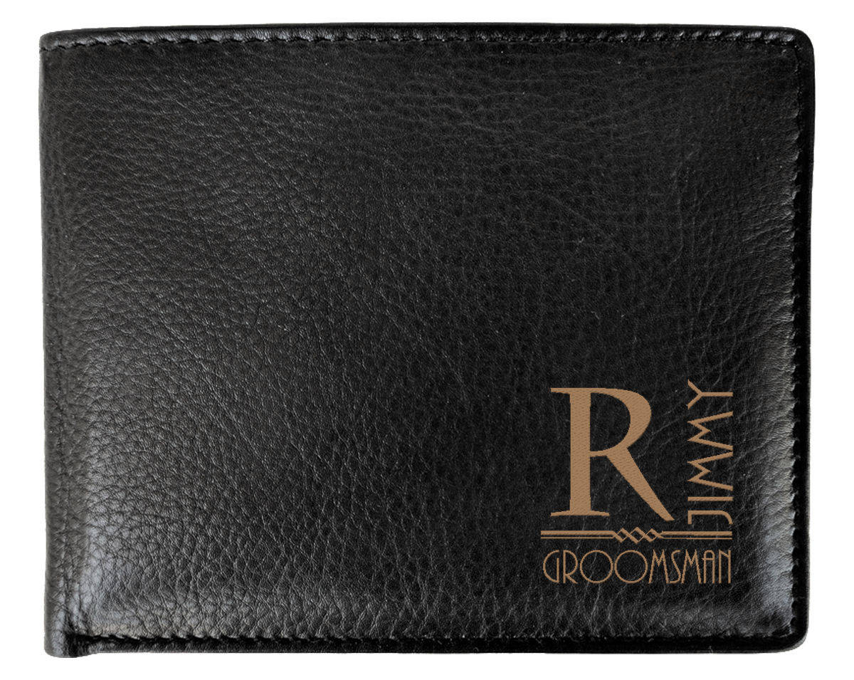 FOR DAD & GRANDPA ONE Laser Custom Wedding Party Engraved Initial Bifold Leather Wallet RFID Blocking Monogram Gift for Groomsmen Groom Father Best Man Dad