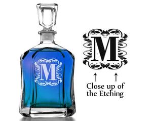 FOR DAD & GRANDPA One Personalized 23.75 Oz Monogram Decanter Custom Engraved Whiskey Decanter Liquor Bottle Wedding, Housewarming, Groomsmen Gift Fathers Day