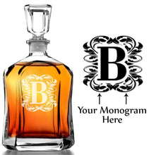 FOR DAD & GRANDPA One Personalized 23.75 Oz Monogram Decanter Custom Engraved Whiskey Decanter Liquor Bottle Wedding, Housewarming, Groomsmen Gift Fathers Day
