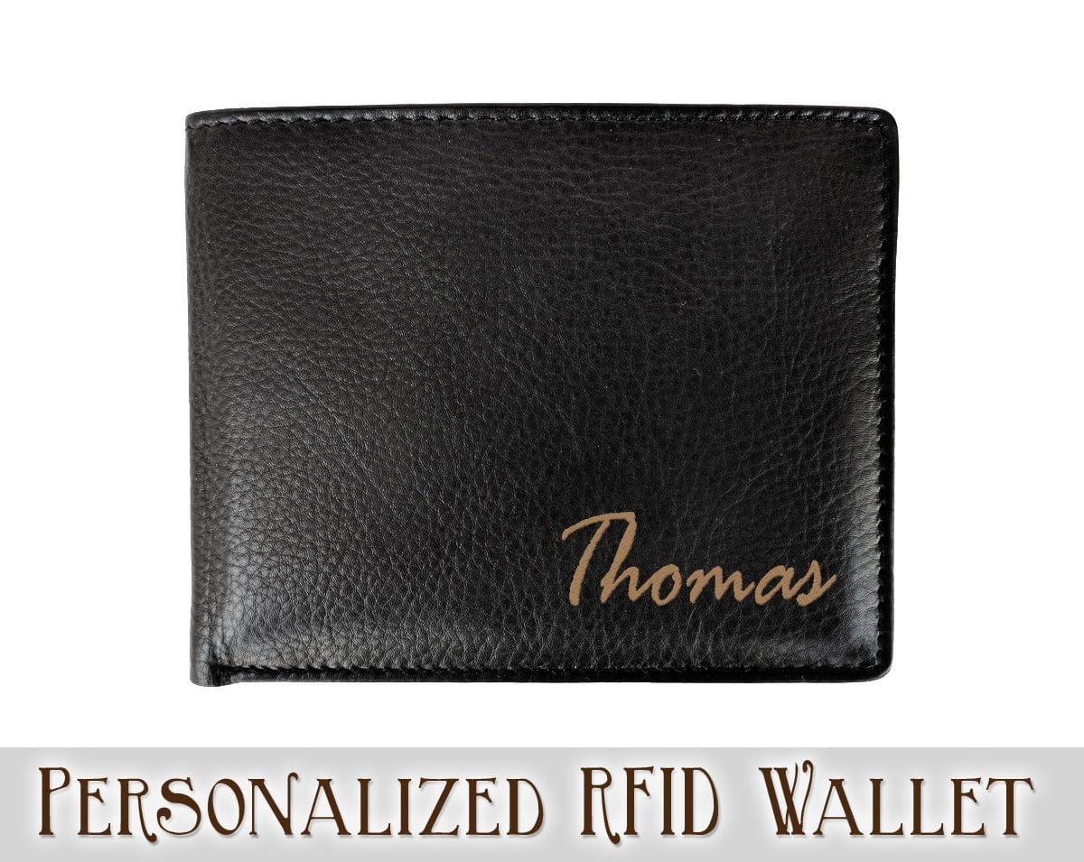 FOR DAD & GRANDPA Personal Name on Leather Wallet Holiday Gift for Family Member Mom Dad Sister Brother Unique Birthday Idea Custom Fathers Day Christmas