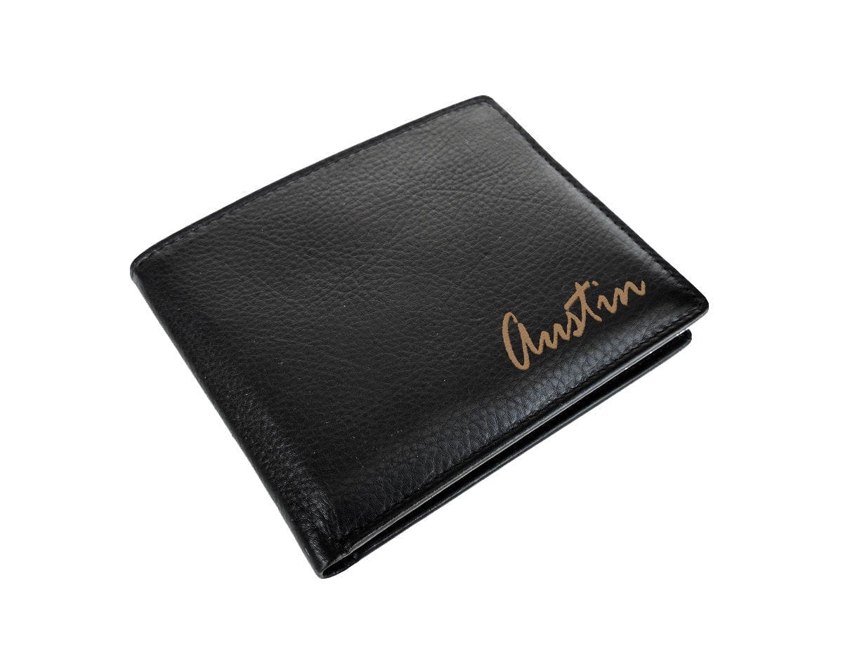 FOR DAD & GRANDPA Personal Name on Leather Wallet Holiday Gift for Family Member Mom Dad Sister Brother Unique Birthday Idea Custom Fathers Day Christmas