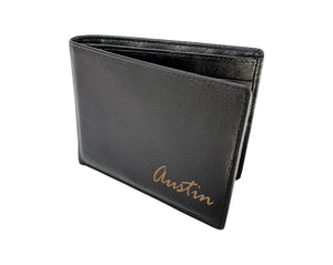 FOR DAD & GRANDPA Personal Name on Leather Wallet Holiday Gift for Family Member Mom Dad Sister Brother Unique Birthday Idea Custom Fathers Day Christmas