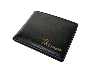 FOR DAD & GRANDPA Personal Name on Leather Wallet Holiday Gift for Family Member Mom Dad Sister Brother Unique Birthday Idea Custom Fathers Day Christmas