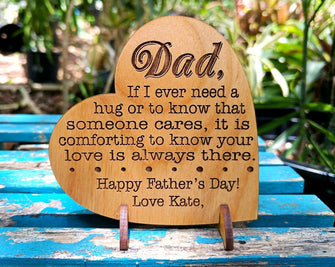 FOR DAD & GRANDPA Personalized Heart Shaped Wood Card for new Father, father of the bride, Father's Day, Birthday, Thank You, Christmas, gift for Husband, Dad