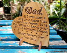 FOR DAD & GRANDPA Personalized Heart Shaped Wood Card for new Father, father of the bride, Father's Day, Birthday, Thank You, Christmas, gift for Husband, Dad
