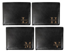 FOR DAD & GRANDPA Personalized ONE Laser Engraved Initial Bifold Leather Wallet with RFID Blocking Monogram Custom Men's Black Wallet Gift for Man Groomsmen