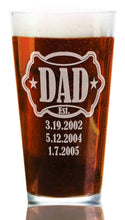 FOR DAD & GRANDPA Pint Glass New Dad Papa Gift Engraved Beer Glass Custom Birthday Gift Idea Etched from daughter son kids wife for Daddy, Christmas, Grandpa