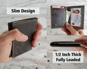 FOR DAD & GRANDPA RFID Blocking Slim Black or Brown Wallet Personalized Gold Foil Monogram 70th Birthday Gift for Men Dad Women from Daughter Genuine Leather