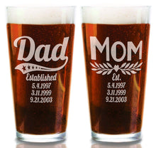 FOR DAD & GRANDPA Set of 2 Mom Dad Custom Mothers Fathers Day Pub Glass Best Friend Mommy Gift Daddy & Son Present From Daughter for Best Dad Ever Mommy Gift
