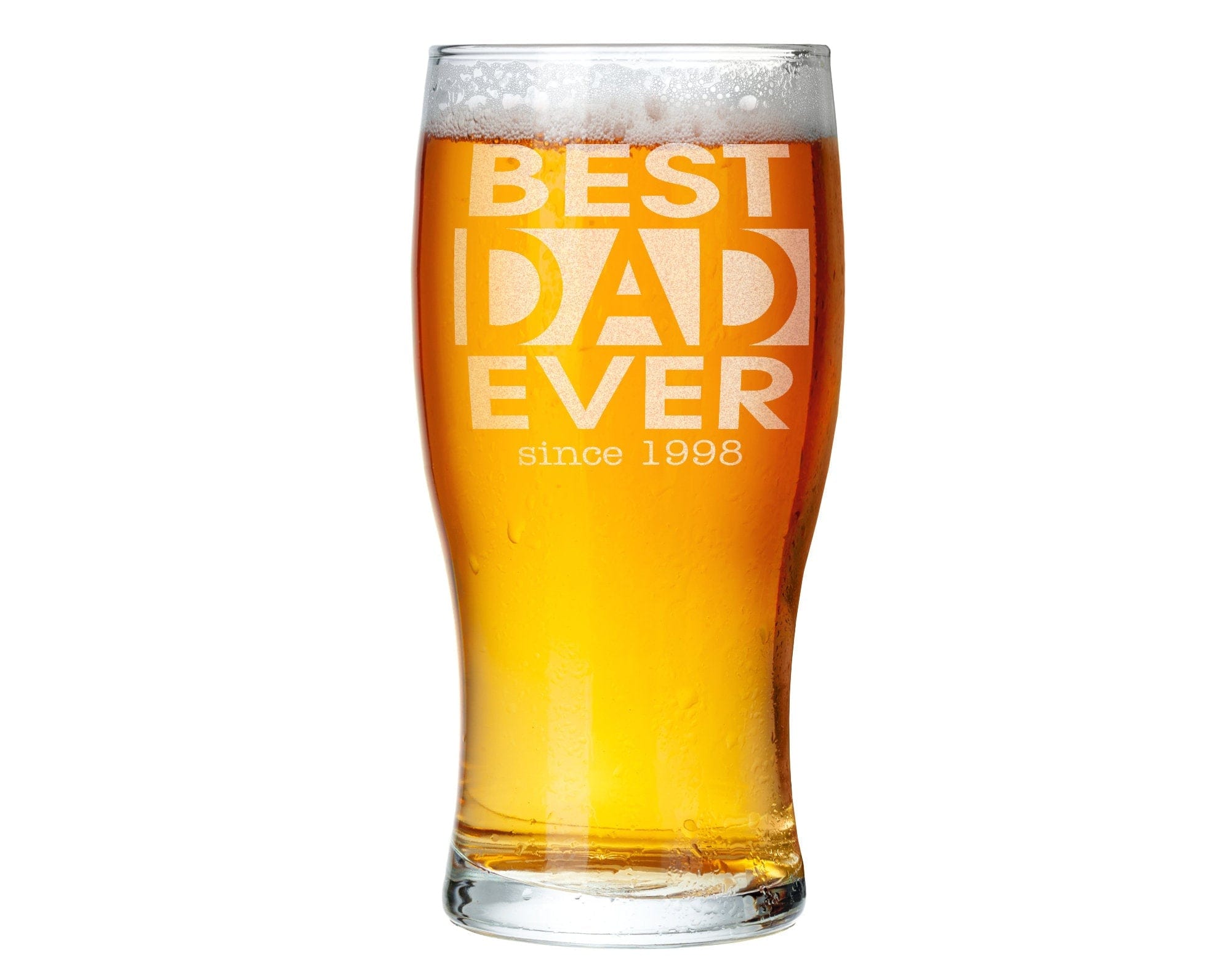 FOR DAD & GRANDPA Single Beer Glass Best Dad Gifts Personalized New Dad Birthday Gift for Husband Grandpa Home Bar Brewer Decor Accessory for Him Boyfriend