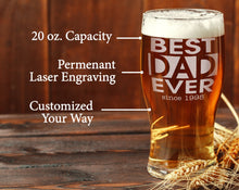 FOR DAD & GRANDPA Single Beer Glass Best Dad Gifts Personalized New Dad Birthday Gift for Husband Grandpa Home Bar Brewer Decor Accessory for Him Boyfriend