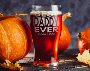 FOR DAD & GRANDPA Single Beer Glass Best Dad Gifts Personalized New Dad Birthday Gift for Husband Grandpa Home Bar Brewer Decor Accessory for Him Boyfriend