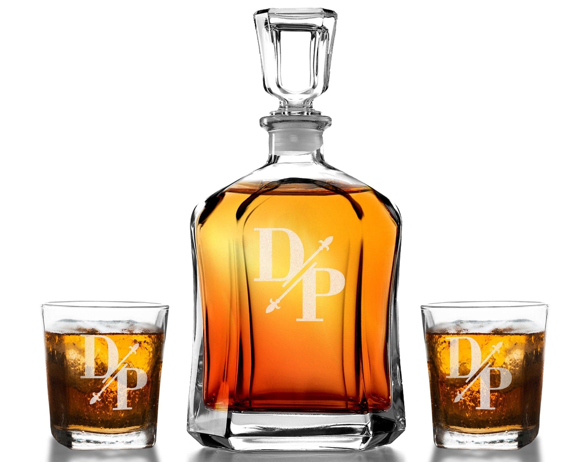 FOR DAD & GRANDPA Whiskey Bourbon Glasses Personalized Monogrammed Set Rock Glass Decanter Gifts for Him Best Man Groomsmen Proposal Gift Father in Law Idea