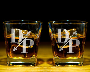 FOR DAD & GRANDPA Whiskey Bourbon Glasses Personalized Monogrammed Set Rock Glass Decanter Gifts for Him Best Man Groomsmen Proposal Gift Father in Law Idea