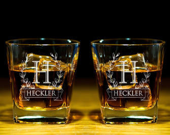 FOR DAD & GRANDPA Whiskey Glasses Set of 1-4 Custom Bourbon Glasses Letter Monogram Set Personalized Whiskey Gift Set for Dad Monogrammed Scotch Glass Gifts