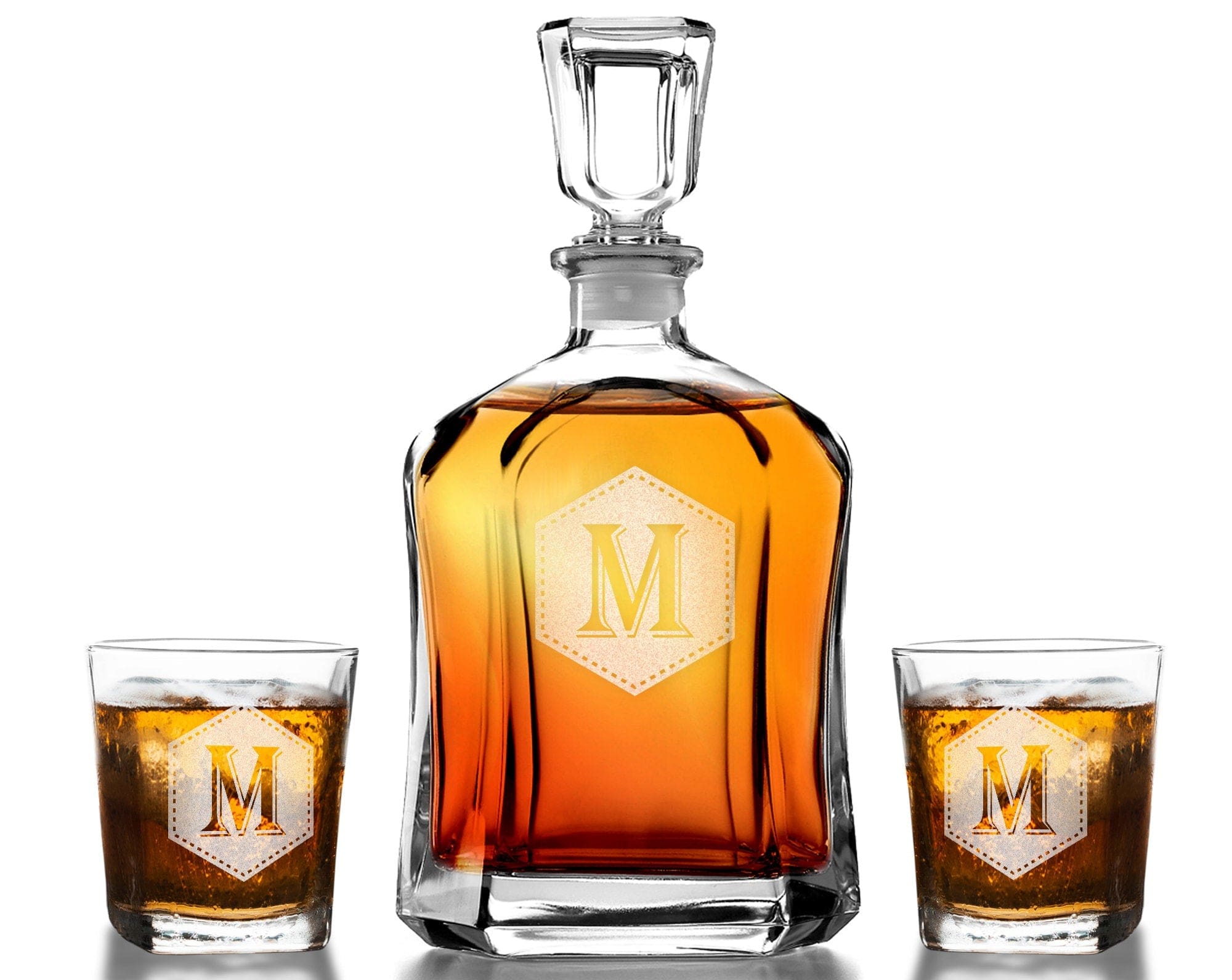 FOR DAD & GRANDPA Whiskey Glasses Set of 1-4 Custom Bourbon Glasses Letter Monogram Set Personalized Whiskey Gift Set for Dad Monogrammed Scotch Glass Gifts