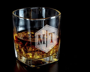 FOR DAD & GRANDPA Whiskey Glasses Set of 1-4 Custom Bourbon Glasses Letter Monogram Set Personalized Whiskey Gift Set for Dad Monogrammed Scotch Glass Gifts