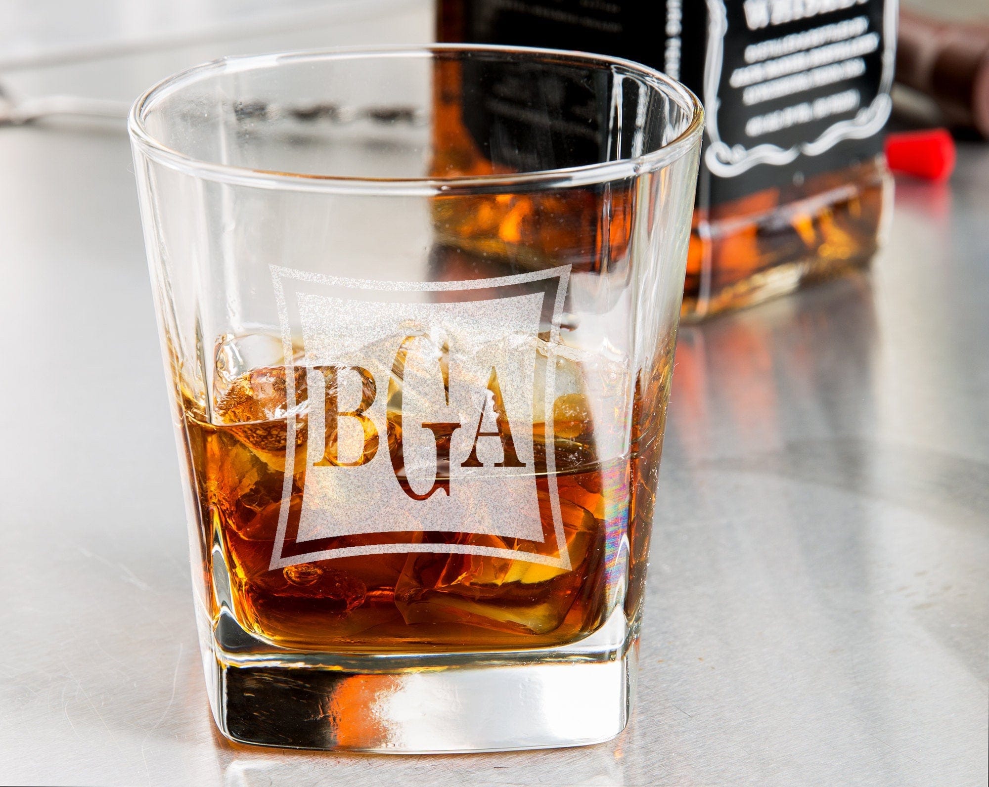 FOR DAD & GRANDPA Whiskey Glasses Set of 1-4 Custom Bourbon Glasses Letter Monogram Set Personalized Whiskey Gift Set for Dad Monogrammed Scotch Glass Gifts