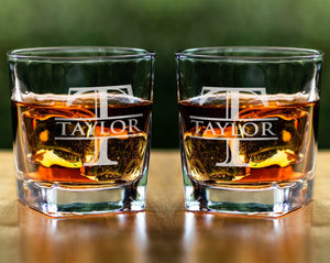 FOR DAD & GRANDPA Whiskey Sets Bourbon Decanter Set Gifts for Men Fathers Day Birthday Scotch Glasses Drinkware College Graduation Gift Engraved Monogram