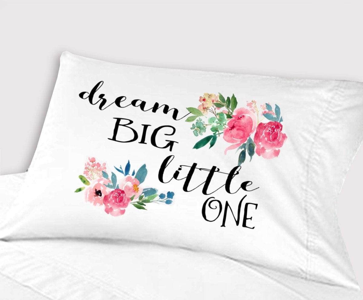 FOR KIDS & BABIES Baby Girl Bedding Dream Big Little One Crib Nursery Decor Baby Gifts for Girls Toddler Travel Pillowcase 13x18 Christening Baptism Pink