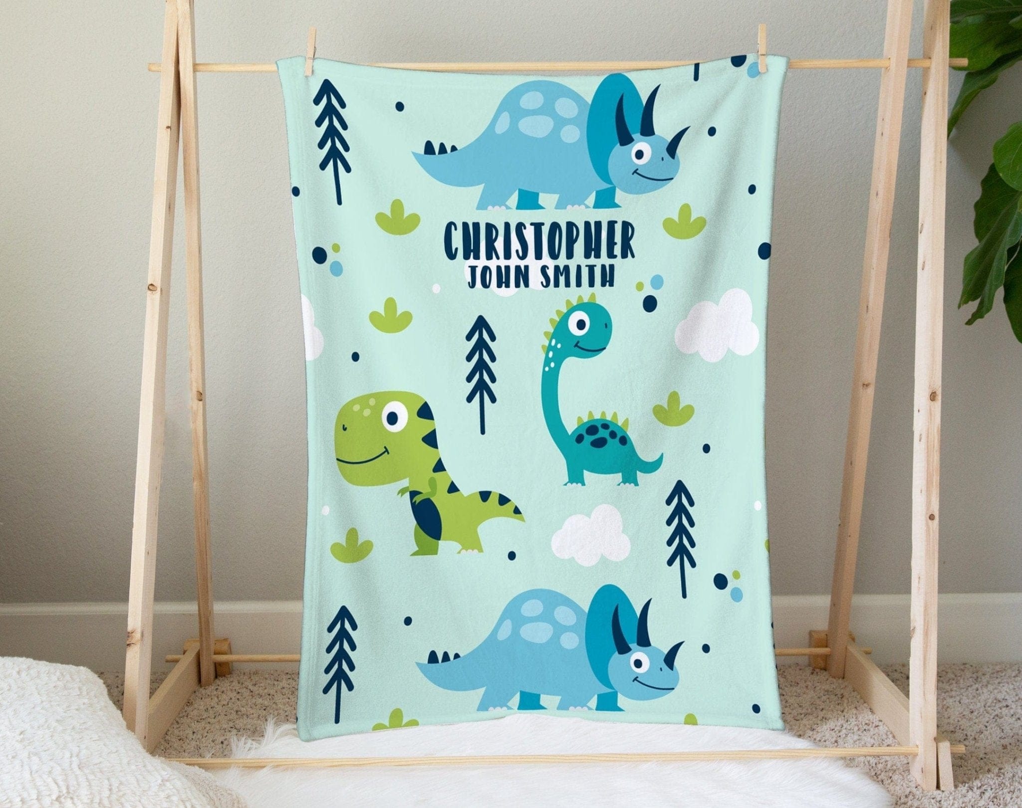 FOR KIDS & BABIES Big Dinos Personalized Baby Blanket | Dinosaur Baby Blanket | Custom Baby Blanket | Dinosaur Blanket Baby Boy | Personalized Baby Gift