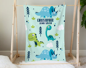 FOR KIDS & BABIES Big Dinos Personalized Baby Blanket | Dinosaur Baby Blanket | Custom Baby Blanket | Dinosaur Blanket Baby Boy | Personalized Baby Gift