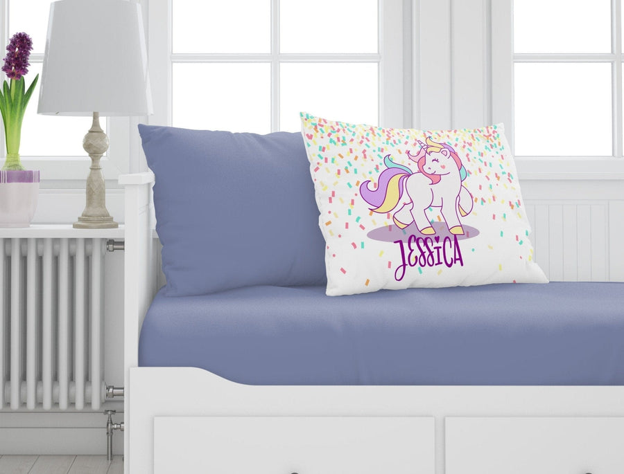 Girl Unicorn Party Pillow Case Personalized for Birthday or Christmas Stocking Factory