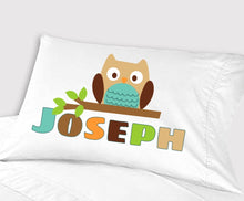 FOR KIDS & BABIES Owl Pillow Case Personalized for Boys Kids Pillowcase Toddler Cute Blue Owl Baby Gifts for Child Travel Pillow 13x18 or 20x26 with Name