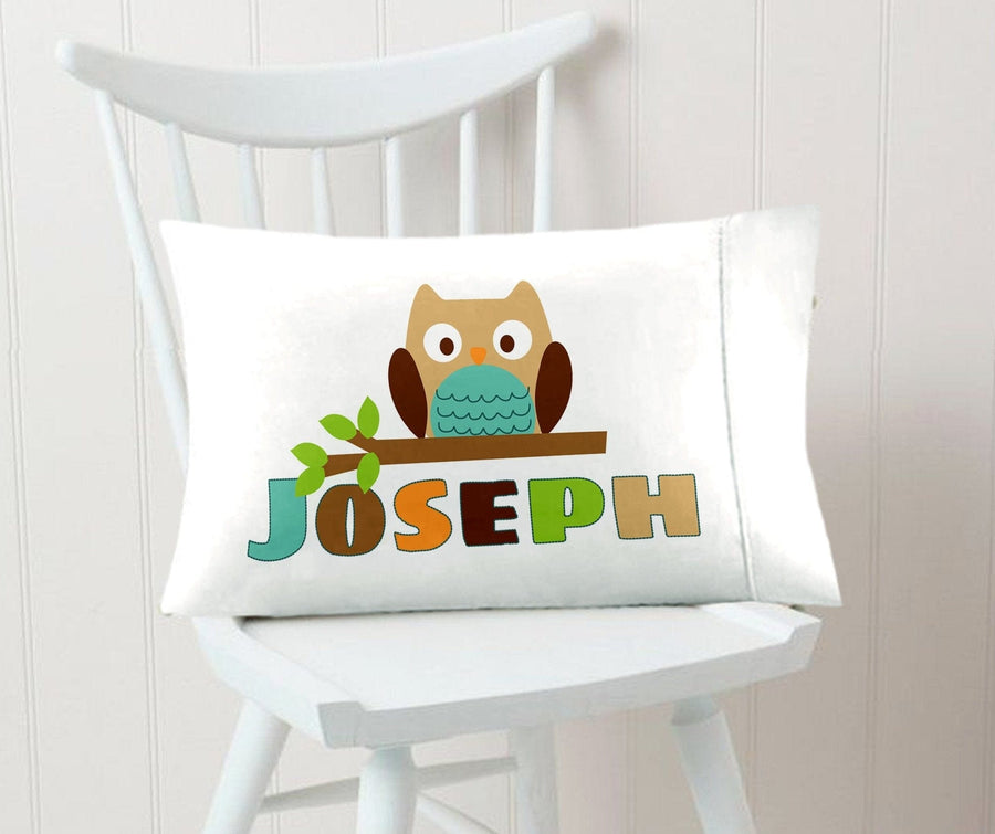 Owl Pillow Case Personalized for Boys Kids Pillowcase Toddler Cute Blu Stocking Factory