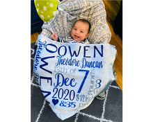 FOR KIDS & BABIES Personalized Baby Blanket Satin Trim Super Soft Pink Girl Blue Boy Receiving Blankets Stroller Fleece Nursery Baby Shower Gift Birth Stats