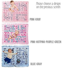 FOR KIDS & BABIES Personalized Baby Blanket Satin Trim Super Soft Pink Girl Blue Boy Receiving Blankets Stroller Fleece Nursery Baby Shower Gift Birth Stats