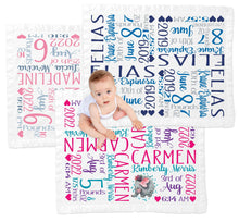 FOR KIDS & BABIES Personalized Baby Blanket Satin Trim Super Soft Pink Girl Blue Boy Receiving Blankets Stroller Fleece Nursery Baby Shower Gift Birth Stats