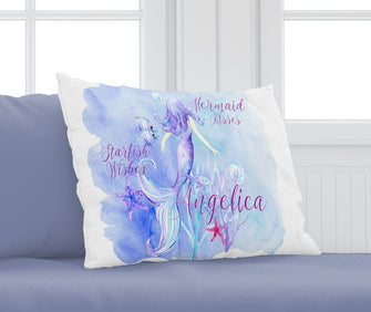 FOR KIDS & BABIES Personalized Mermaid Pillowcase Mermaid Decor - Mermaid Kisses Starfish Wishes Pillow Case for Girls, Teens or Adult Mermaids