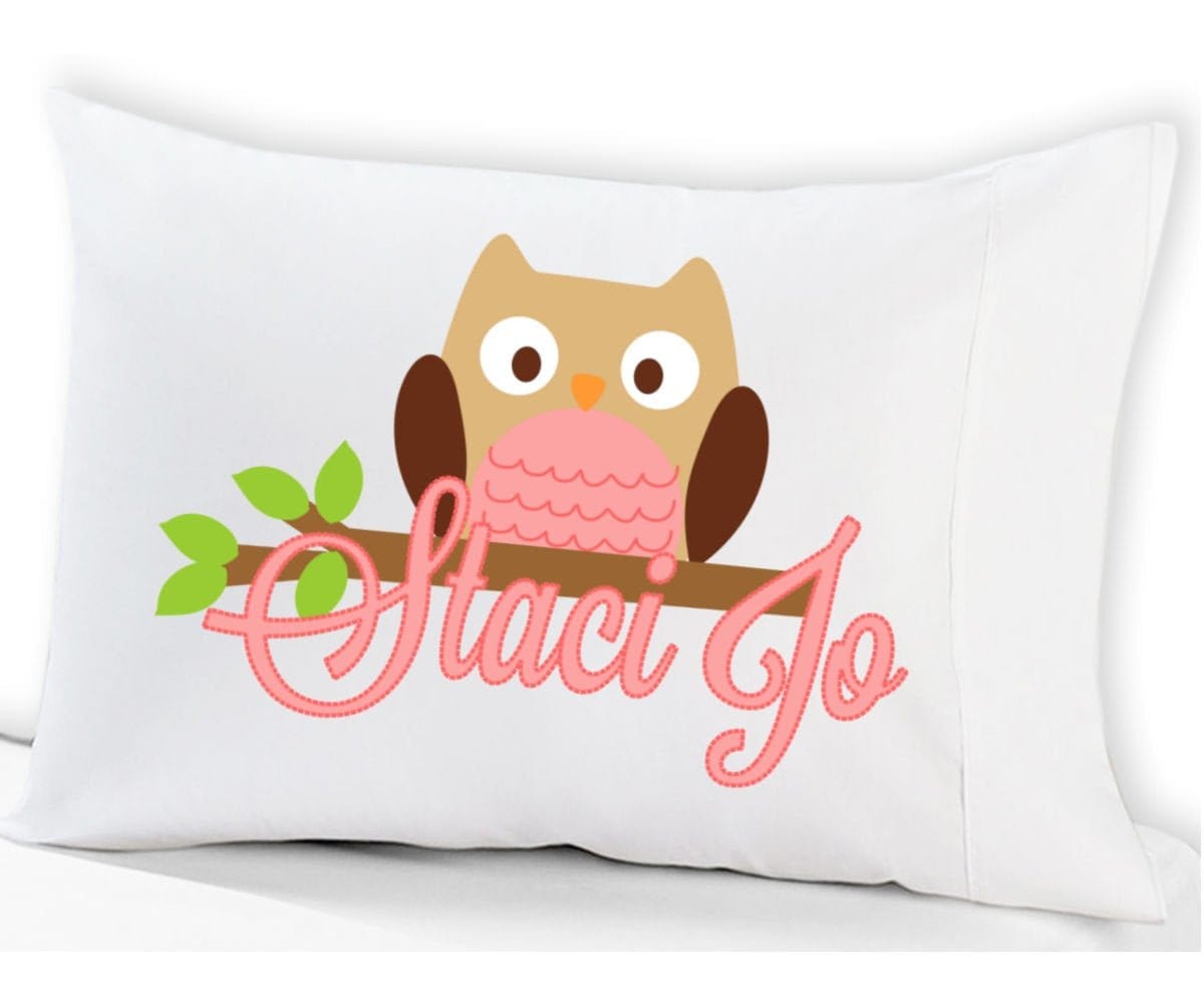FOR KIDS & BABIES Personalized Owl Pillowcase Pink for Girls Kids Pillow Case Toddler Cute Pink Owl Baby Gifts for Girls Travel Pillow 13x18 or 20x26