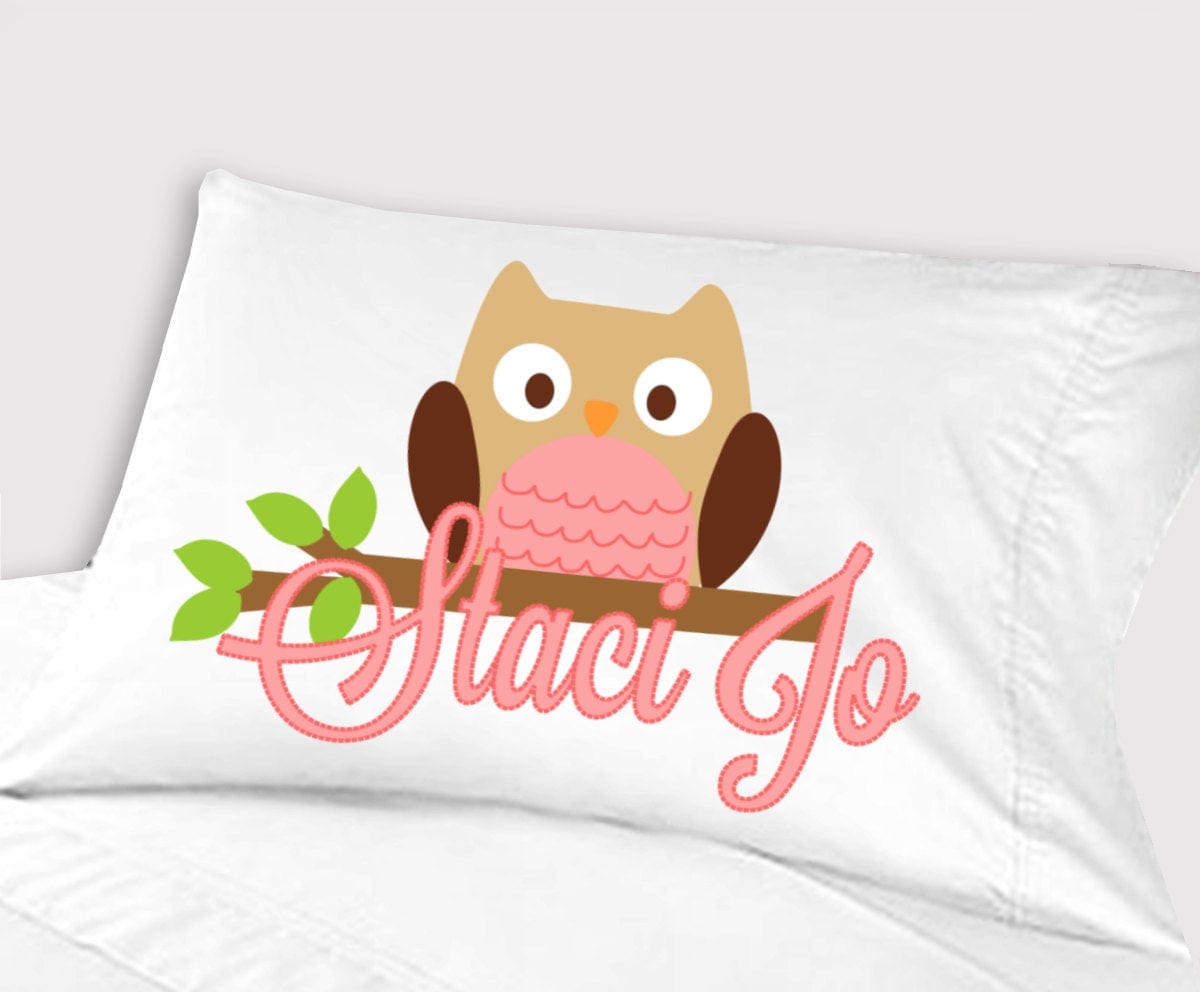 FOR KIDS & BABIES Personalized Owl Pillowcase Pink for Girls Kids Pillow Case Toddler Cute Pink Owl Baby Gifts for Girls Travel Pillow 13x18 or 20x26