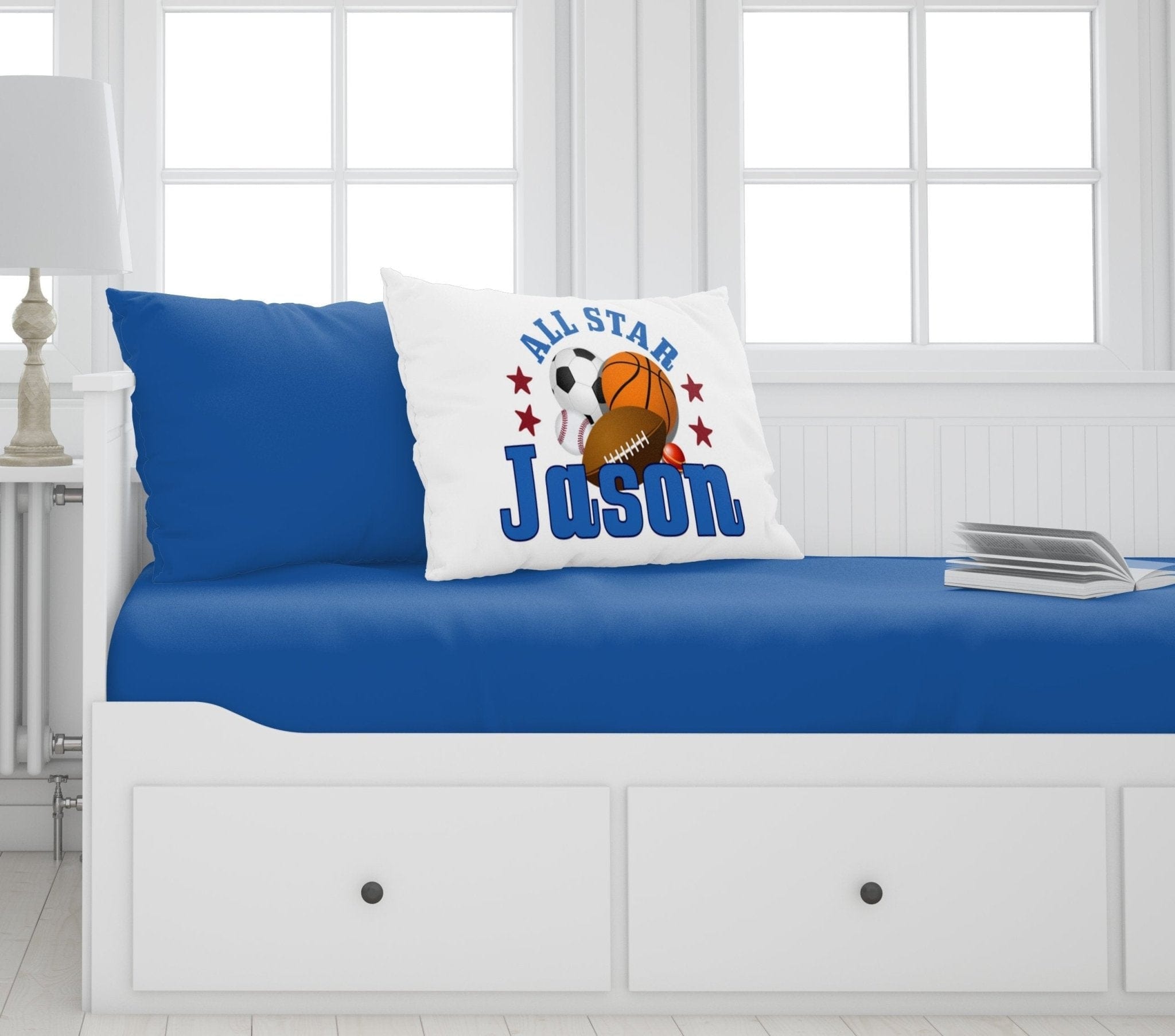FOR KIDS & BABIES Personalized Sports Pillowcase All Star Balls Crib Bedding for Boys Sports Baseball Basketball Soccer Travel Pillow Case Toddler 13 x 18