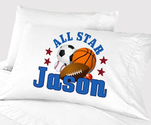 FOR KIDS & BABIES Personalized Sports Pillowcase All Star Balls Crib Bedding for Boys Sports Baseball Basketball Soccer Travel Pillow Case Toddler 13 x 18