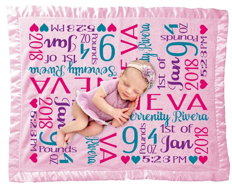Pink Baby Blankets With Name Repeated Baby Name Blanket Designs