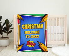 FOR KIDS & BABIES Superhero Personalized Baby Blanket | Custom Baby Blanket | Comics Baby Boy or Girl Name Blanket | Personalized Baby Gift