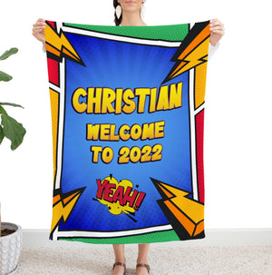 FOR KIDS & BABIES Superhero Personalized Baby Blanket | Custom Baby Blanket | Comics Baby Boy or Girl Name Blanket | Personalized Baby Gift