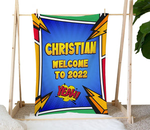 FOR KIDS & BABIES Superhero Personalized Baby Blanket | Custom Baby Blanket | Comics Baby Boy or Girl Name Blanket | Personalized Baby Gift