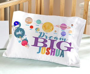 FOR KIDS & BABIES Toddler Pillowcase Personalized Space Rocket Planets Dream Big Little One Baby Gifts for Boys Girls Toddler Travel Pillow 13x18 Baby Shower