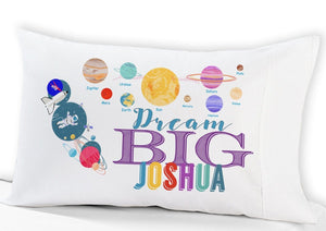 FOR KIDS & BABIES Toddler Pillowcase Personalized Space Rocket Planets Dream Big Little One Baby Gifts for Boys Girls Toddler Travel Pillow 13x18 Baby Shower